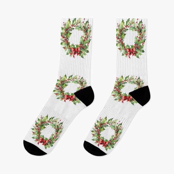 Item preview,  Advent Wreath,  Holly  Watercolor Pattern  Florals  Green Pink ,Christmas  Romantic Elegant Pattern designed and sold by KolorellaS.