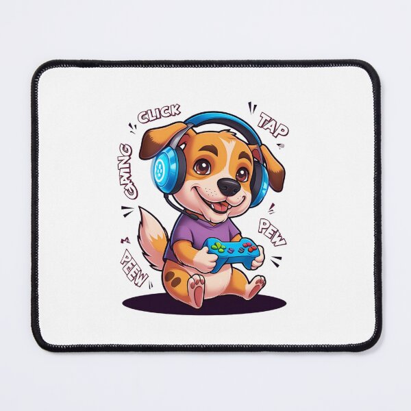 Item preview, dog playing on a game console designed and sold by AlinaMalina24.