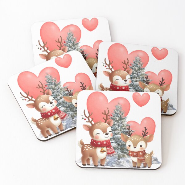 Item preview, Two cute deer, with three hearts, in the snow designed and sold by Topmel.