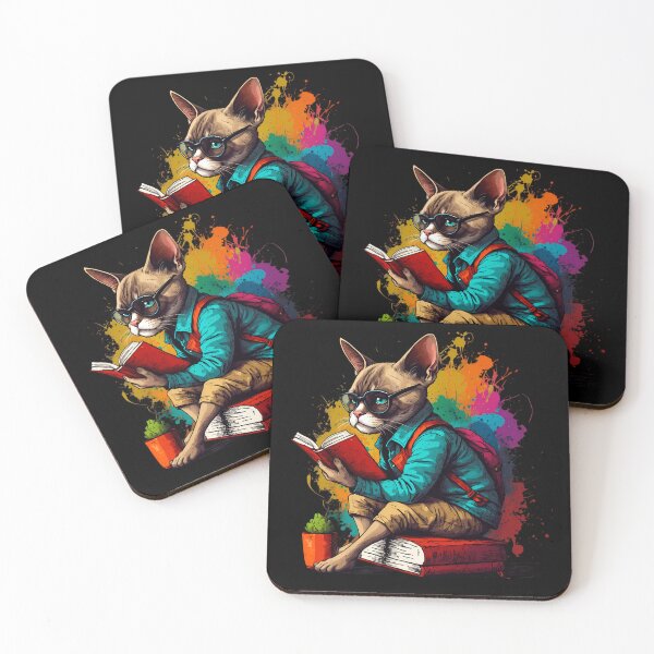 Item preview, Siamese cat reading books designed and sold by Furrifico.