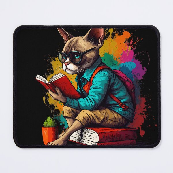 Item preview, Siamese cat reading books designed and sold by Furrifico.