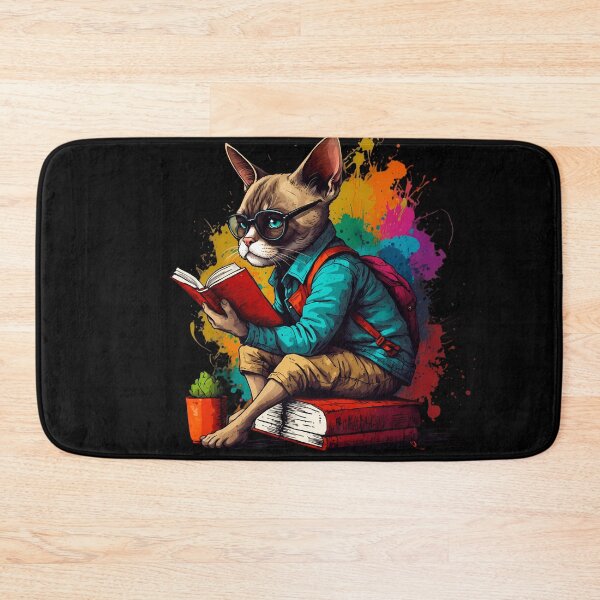 Item preview, Siamese cat reading books designed and sold by Furrifico.