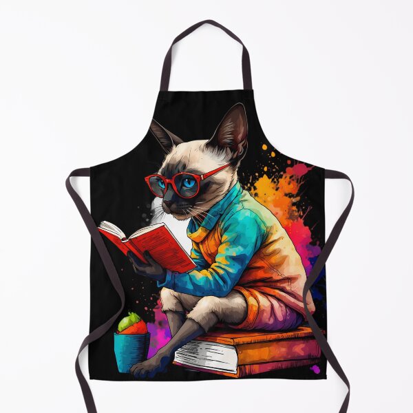 Item preview, Siamese cat reading books designed and sold by Furrifico.