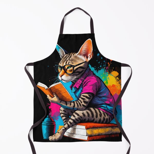Item preview, American Shorthair cat reading books designed and sold by Furrifico.