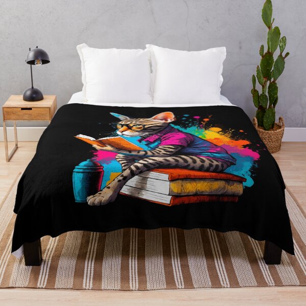 Item preview, American Shorthair cat reading books designed and sold by Furrifico.