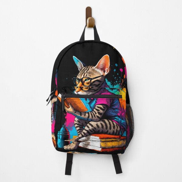 Item preview, American Shorthair cat reading books designed and sold by Furrifico.