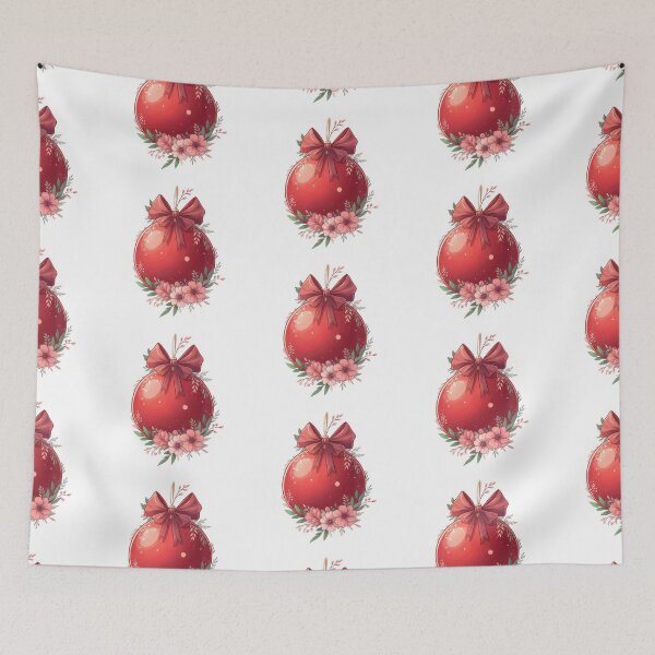 Item preview, Beautiful Red Christmas Ornament with Pink Florals designed and sold by CriaCreative.