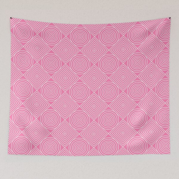 Item preview, Pink and white geometric pattern with circles and squares designed and sold by HariniArts.
