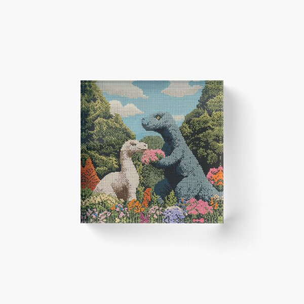 Item preview, Dinosaurs in Love in Blooming Garden - Crossstitch designed and sold by regnumsaturni.