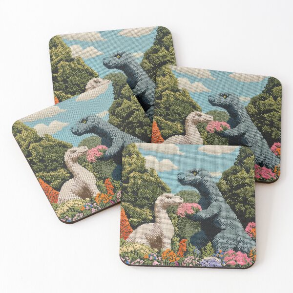 Item preview, Dinosaurs in Love in Blooming Garden - Crossstitch designed and sold by regnumsaturni.