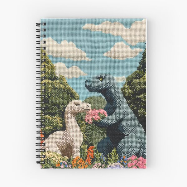Item preview, Dinosaurs in Love in Blooming Garden - Crossstitch designed and sold by regnumsaturni.
