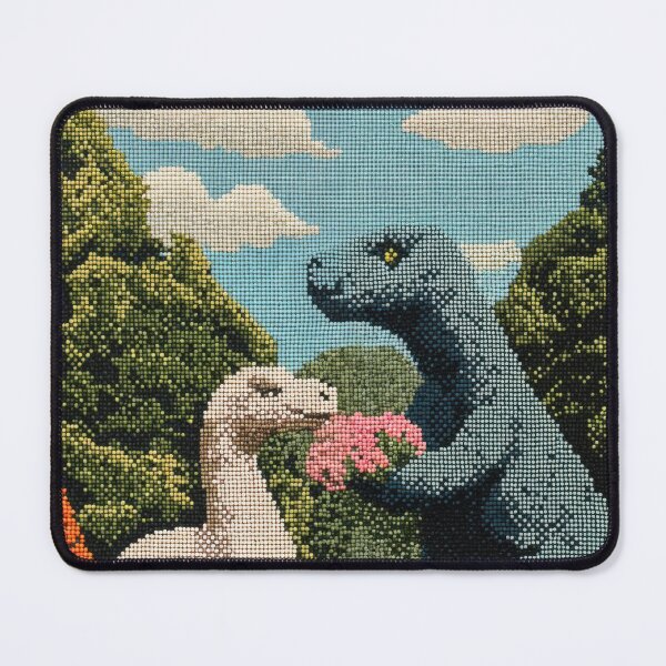 Item preview, Dinosaurs in Love in Blooming Garden - Crossstitch designed and sold by regnumsaturni.
