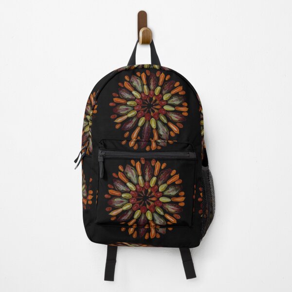 Item preview, Mandala of different varieties of tomatoes on a black background designed and sold by miratomm.