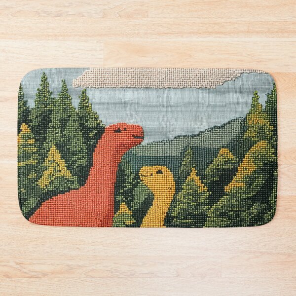 Item preview, Dinosaurs in Love in a Colorful Meadow Surrounded by Flowers and Mountains - Crossstitch designed and sold by regnumsaturni.