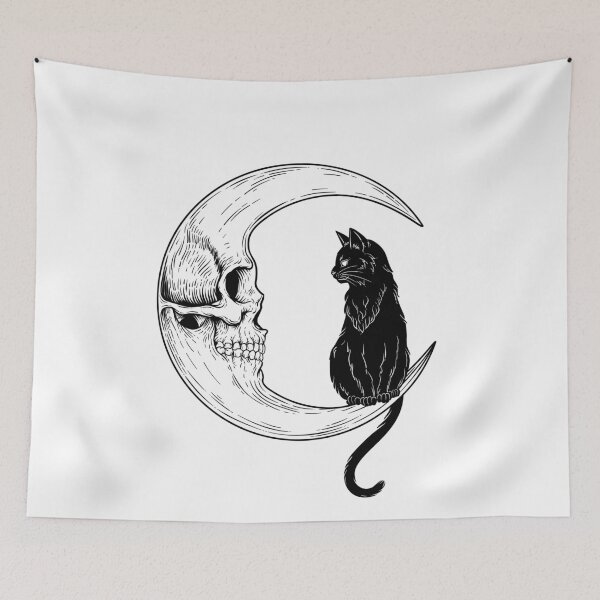 Item preview, Black Cat and Moon designed and sold by OniPicturesShop.