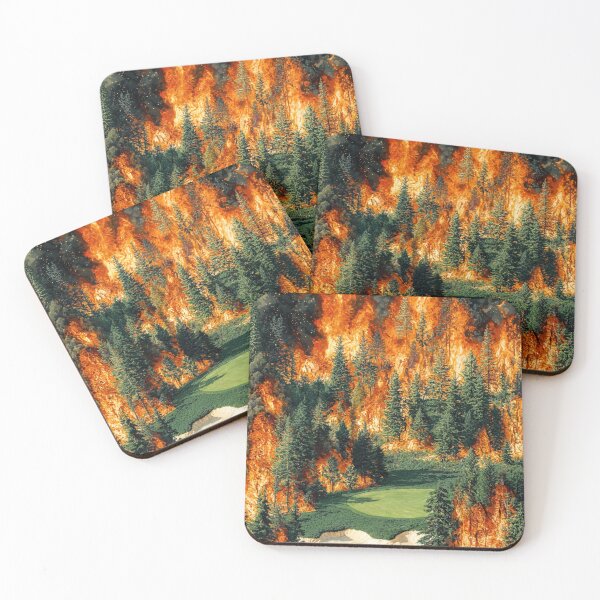 Item preview, Golf Course on Fire: A Surreal Scene - Oil Painting designed and sold by regnumsaturni.