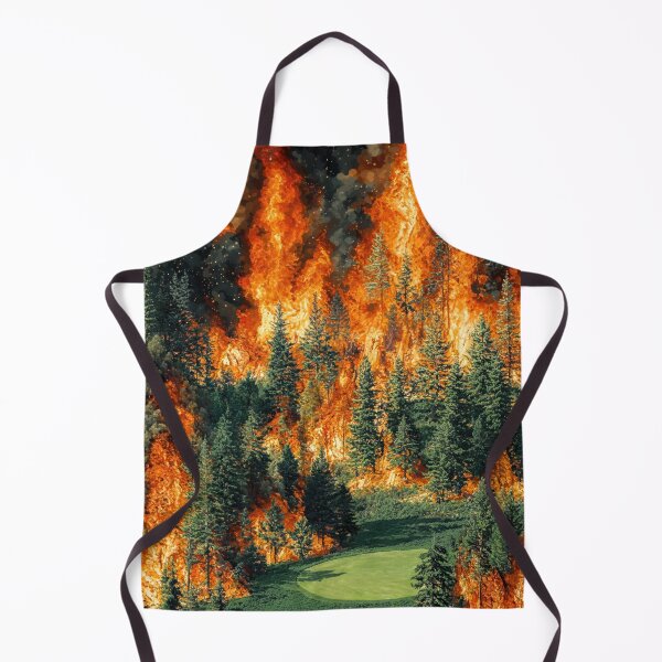 Item preview, Golf Course on Fire: A Surreal Scene - Oil Painting designed and sold by regnumsaturni.