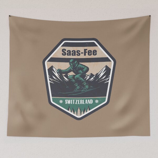 Item preview, Saas-Fee Switzerland Winter Skiing Design designed and sold by CynthiaGraphics.