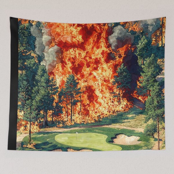 Item preview, Golf Course on Fire - Oil Painting designed and sold by regnumsaturni.