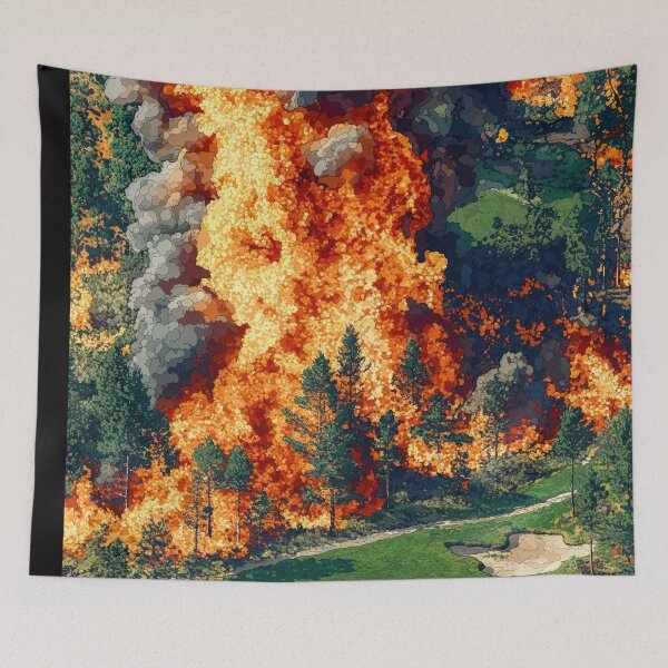 Item preview, Golf Course on Fire - Oil Painting designed and sold by regnumsaturni.