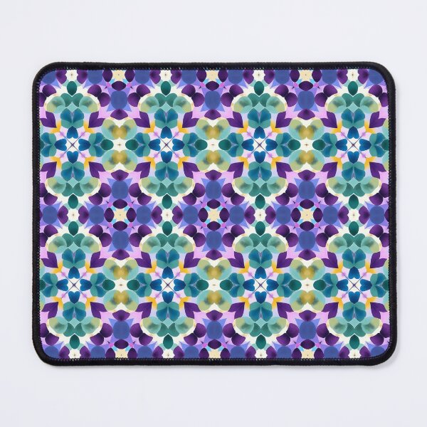 Aperçu de l'œuvre Motif de pétales de carreaux violet vif, vert, rose et jaune créée et vendue par PlatypusDesign.