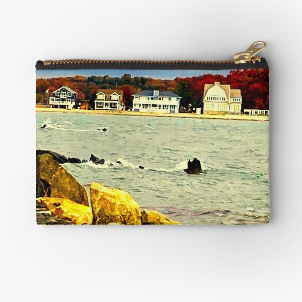Compo Beach Westport, CT (Blue) Sam's Seascape Series Zipper Pouch