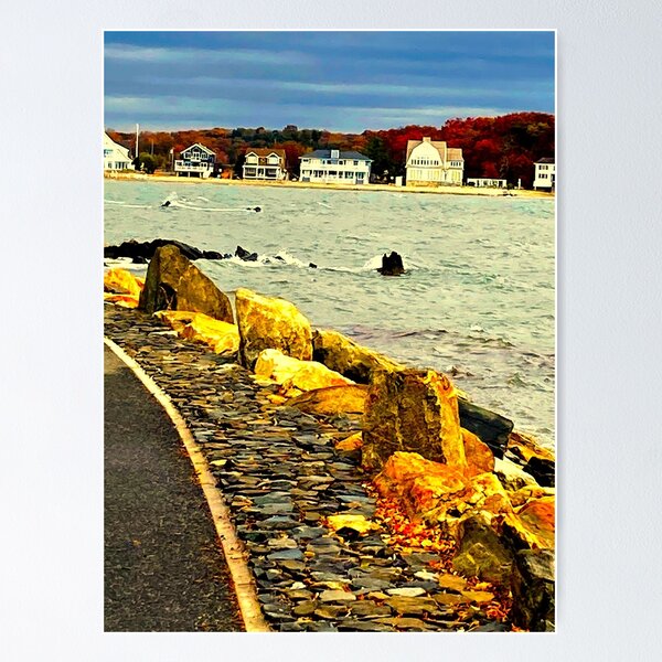 Compo Beach Westport, CT (Blue) Sam's Seascape Series Poster