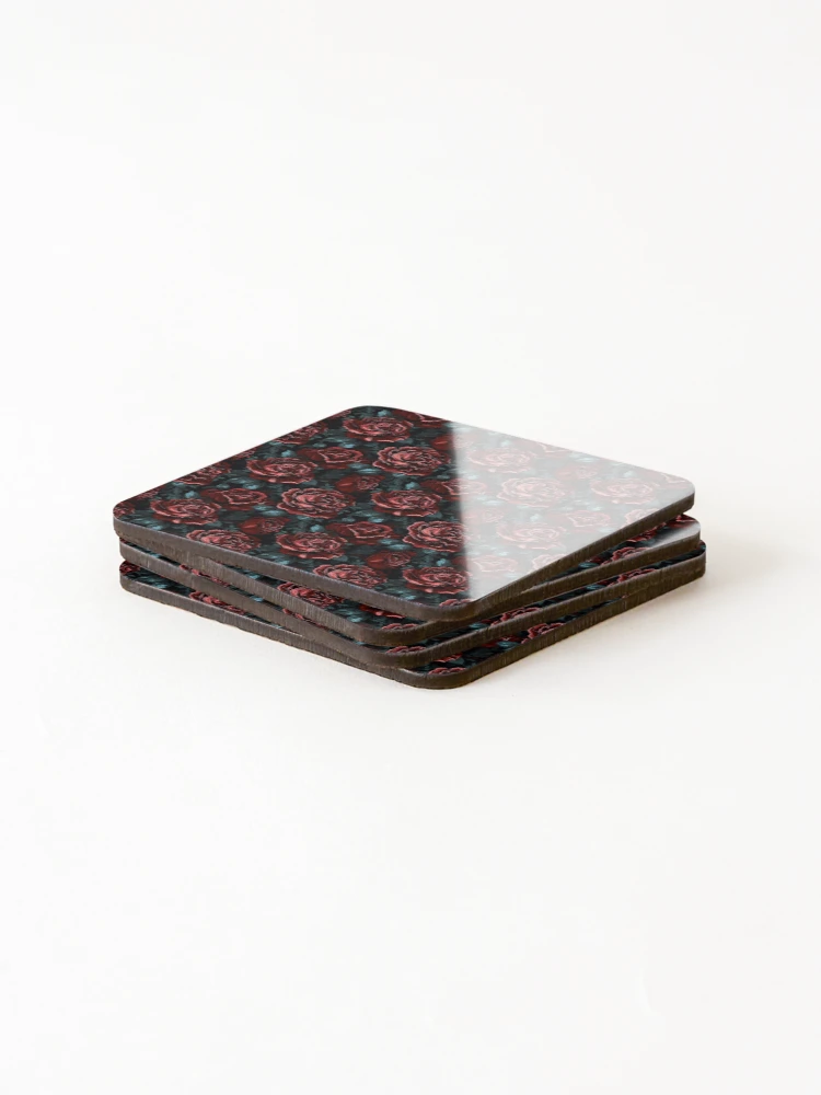 Thumbnail 4 of 5, Coasters (Set of 4), Deep Red Roses Variation designed and sold by ajollycreation.