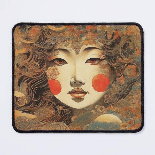 Item preview, Japanese-inspired Sun Goddess and Clouds Sky Hybrid AI Art designed and sold by NickWhittleArt.