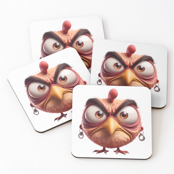 Item preview, Angry bird with bulging eyes and earrings designed and sold by eye_contact.