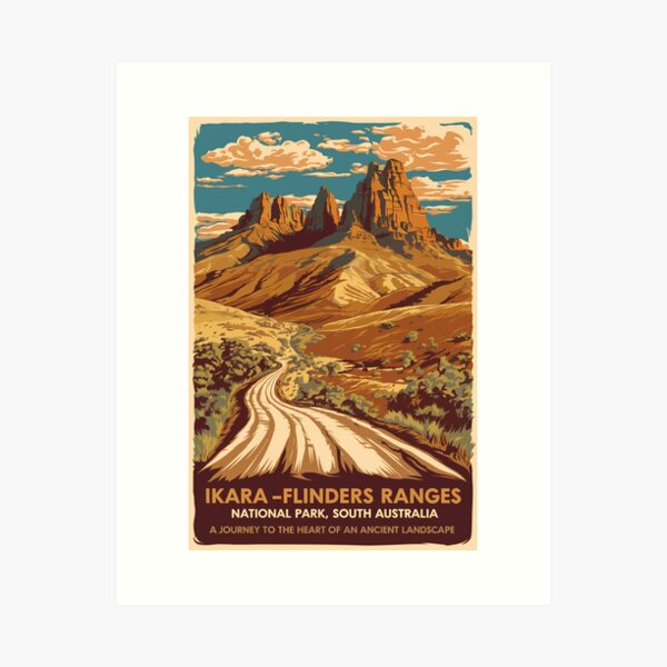 Item preview, Ikara Flinders Ranges National Park Illustration Travel Art Vintage designed and sold by KrisSidDesigns.