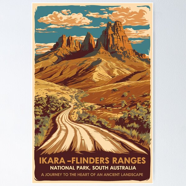 Item preview, Ikara Flinders Ranges National Park Illustration Travel Art Vintage designed and sold by KrisSidDesigns.