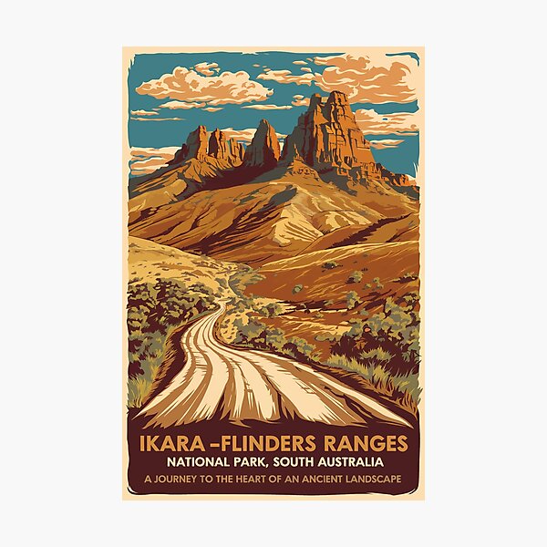 Item preview, Ikara Flinders Ranges National Park Illustration Travel Art Vintage designed and sold by KrisSidDesigns.