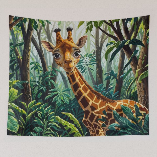 Item preview, Cheeky Cute Cartoon Giraffe Hiding in Trees designed and sold by NaturePrints.