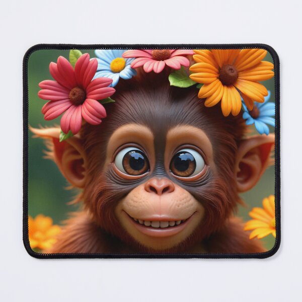 Item preview, Cute Baby Orangutan With Colorful Flowers designed and sold by TheArtOfPat.