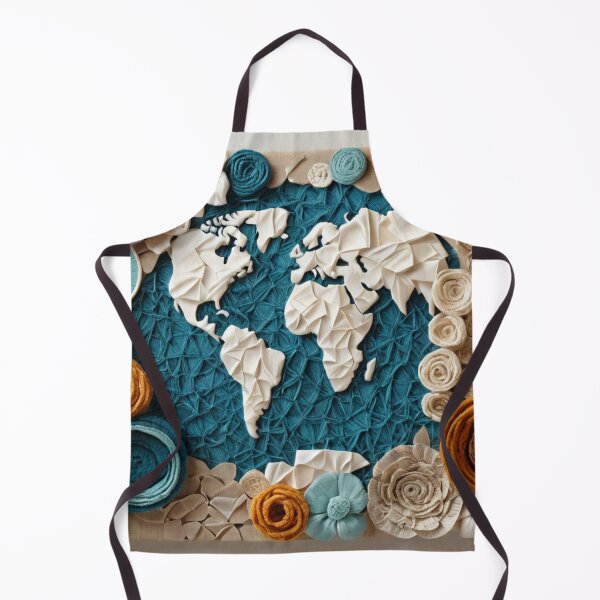 Item preview, Blooming World A Textile Map in Turquoise and Gold designed and sold by yaser1234.