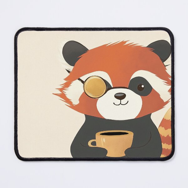 Item preview, Red Panda with Monocle and Tea designed and sold by PrintSmithArt.