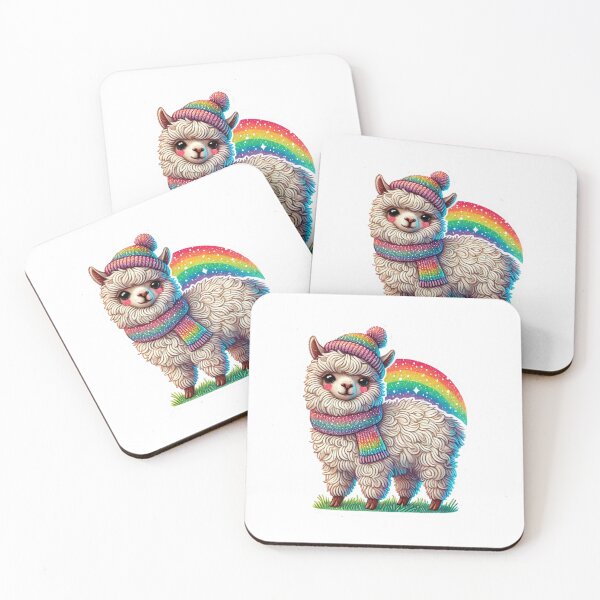 Item preview, Rainbow Alpaca with Cozy Scarf designed and sold by pixelpulsenyc.