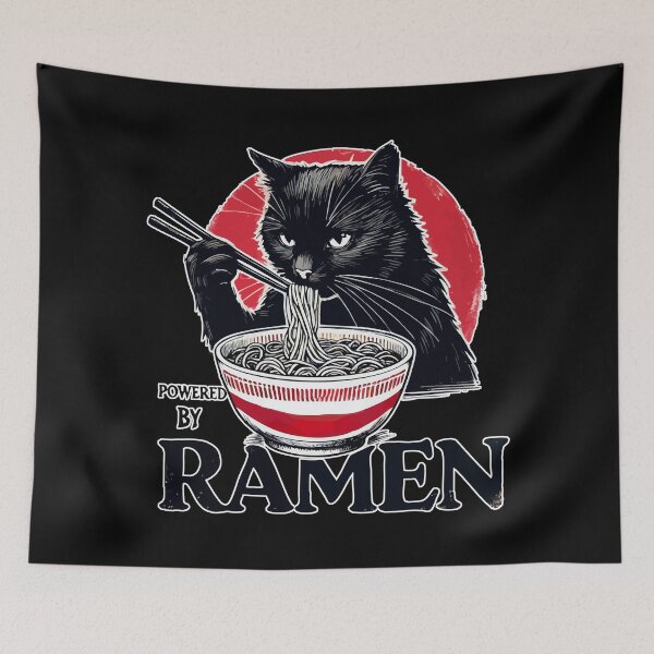 Aperçu de l'œuvre Propulsé par Ramen Black Cat Sumie japonais créée et vendue par TomFrontierArt.