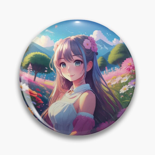 Item preview, Handmade Painting Beautiful Kawaii Cute Anime Girl in a Garden Full of Flowers designed and sold by FilipeFerreira.