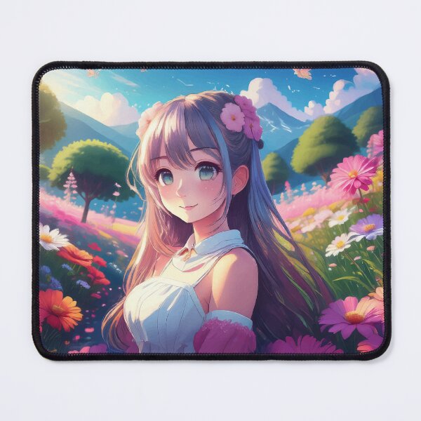 Item preview, Handmade Painting Beautiful Kawaii Cute Anime Girl in a Garden Full of Flowers designed and sold by FilipeFerreira.