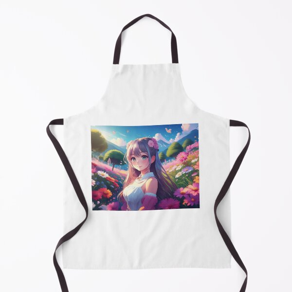 Item preview, Handmade Painting Beautiful Kawaii Cute Anime Girl in a Garden Full of Flowers designed and sold by FilipeFerreira.