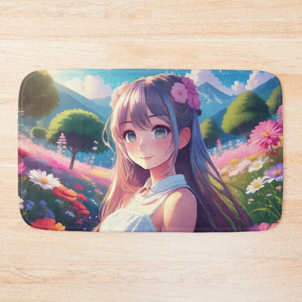 Item preview, Handmade Painting Beautiful Kawaii Cute Anime Girl in a Garden Full of Flowers designed and sold by FilipeFerreira.