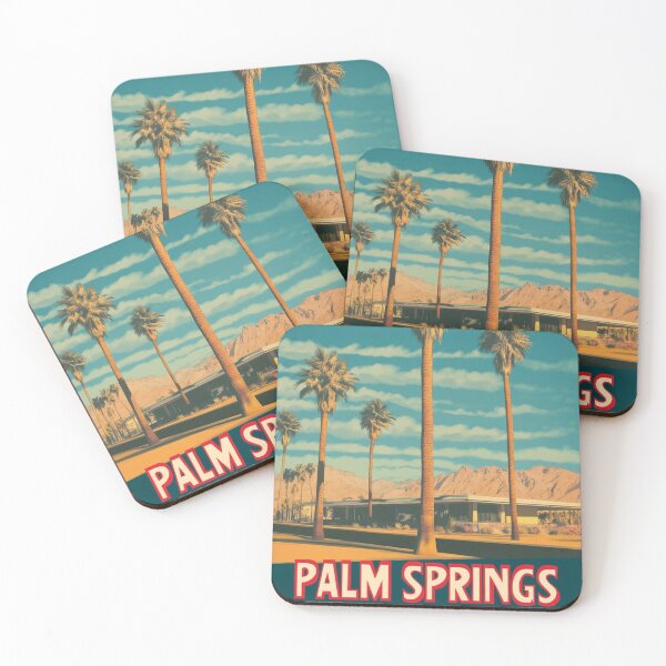 Item preview, Vintage Palm Springs Poster with Palm Trees and Mountains designed and sold by Retro Travel Design.