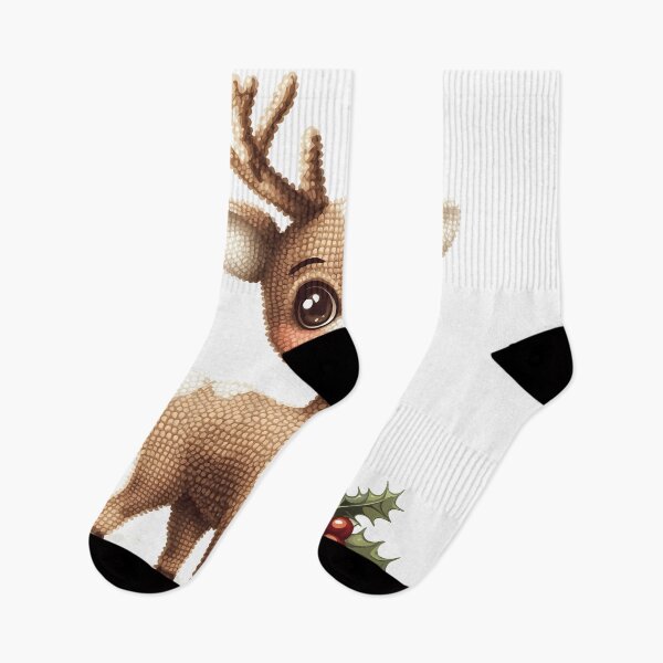 Item preview, Festive Woodland Deer Holly Embroidery Pattern designed and sold by AnnDesignStudio.