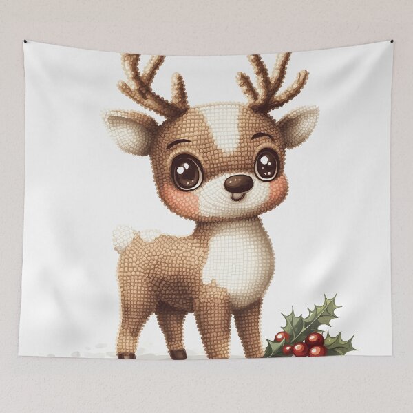 Item preview, Festive Woodland Deer Holly Embroidery Pattern designed and sold by AnnDesignStudio.