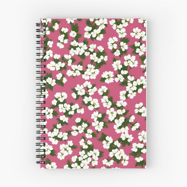 Item preview, Pattern of small white flowers on a pink background designed and sold by Ciervo Primavera.