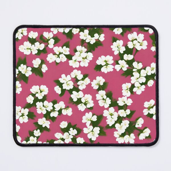 Item preview, Pattern of small white flowers on a pink background designed and sold by Ciervo Primavera.