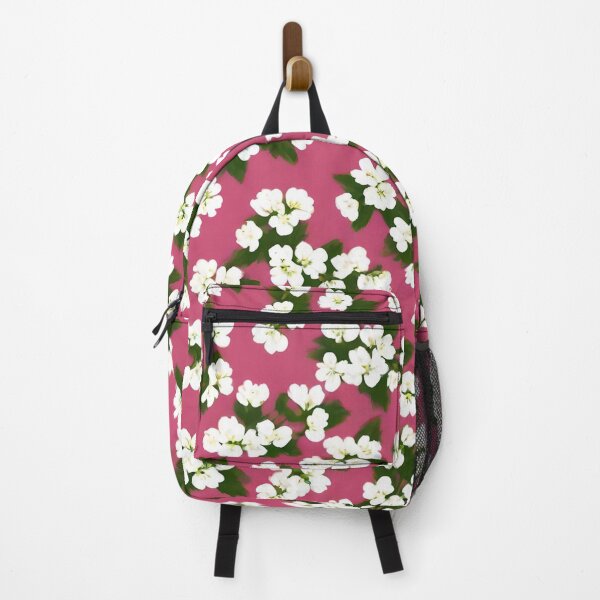 Item preview, Pattern of small white flowers on a pink background designed and sold by Ciervo Primavera.