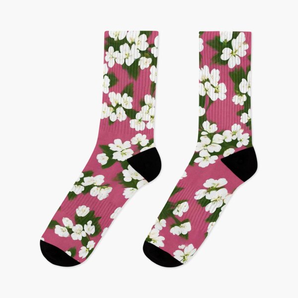 Item preview, Pattern of small white flowers on a pink background designed and sold by Ciervo Primavera.